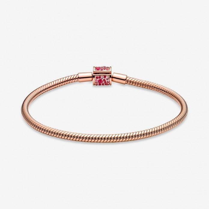 Pulseira com Coração Rosa Brilhante