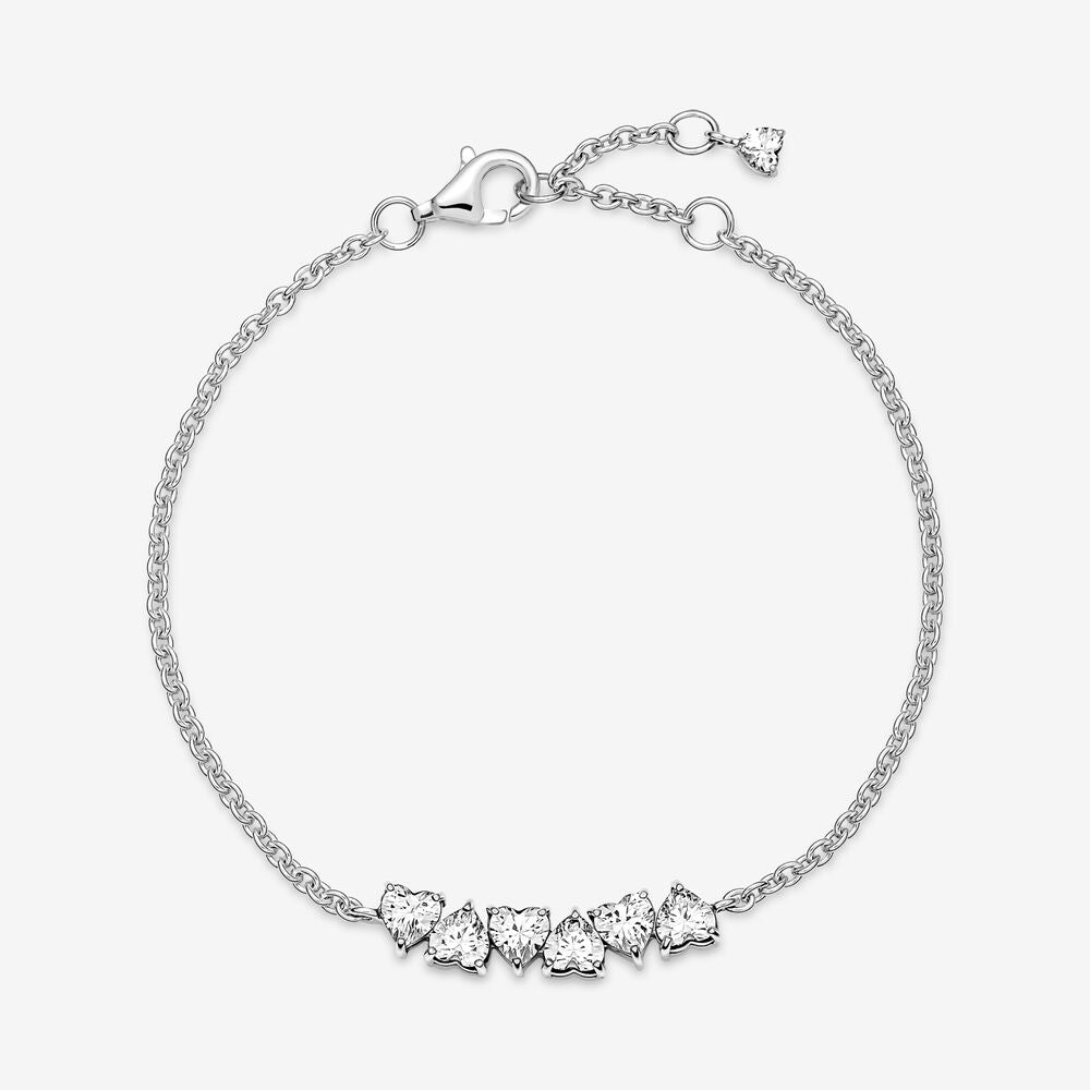 Pulseira de Corrente de Corações Infinitos Cintilantes