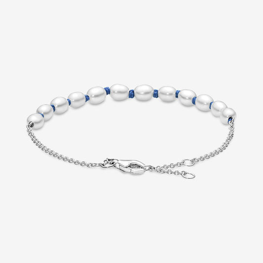 Pulseira de Corrente de Fio Azul de Pérola