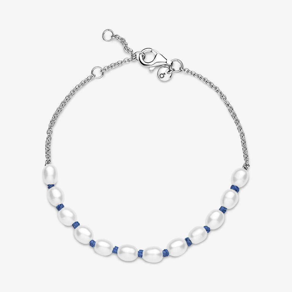 Pulseira de Corrente de Fio Azul de Pérola