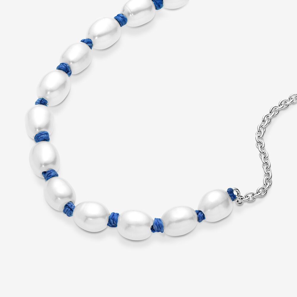 Pulseira de Corrente de Fio Azul de Pérola