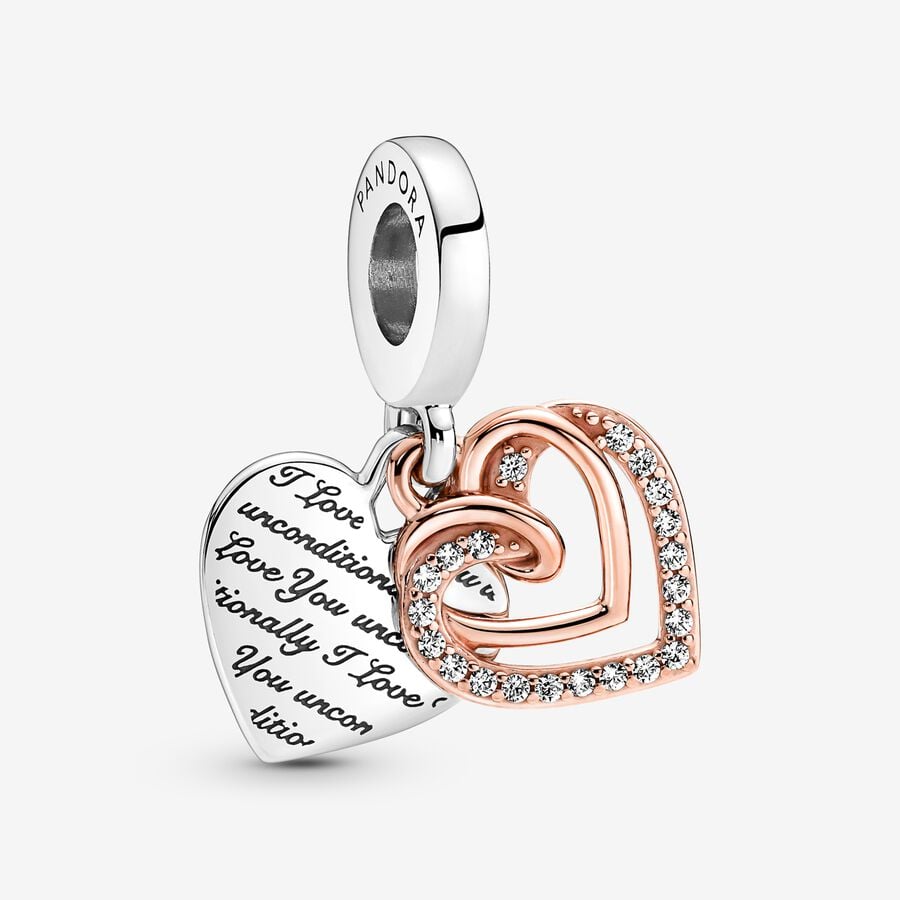 Charm Pendente Duplo Corações Entrelaçados