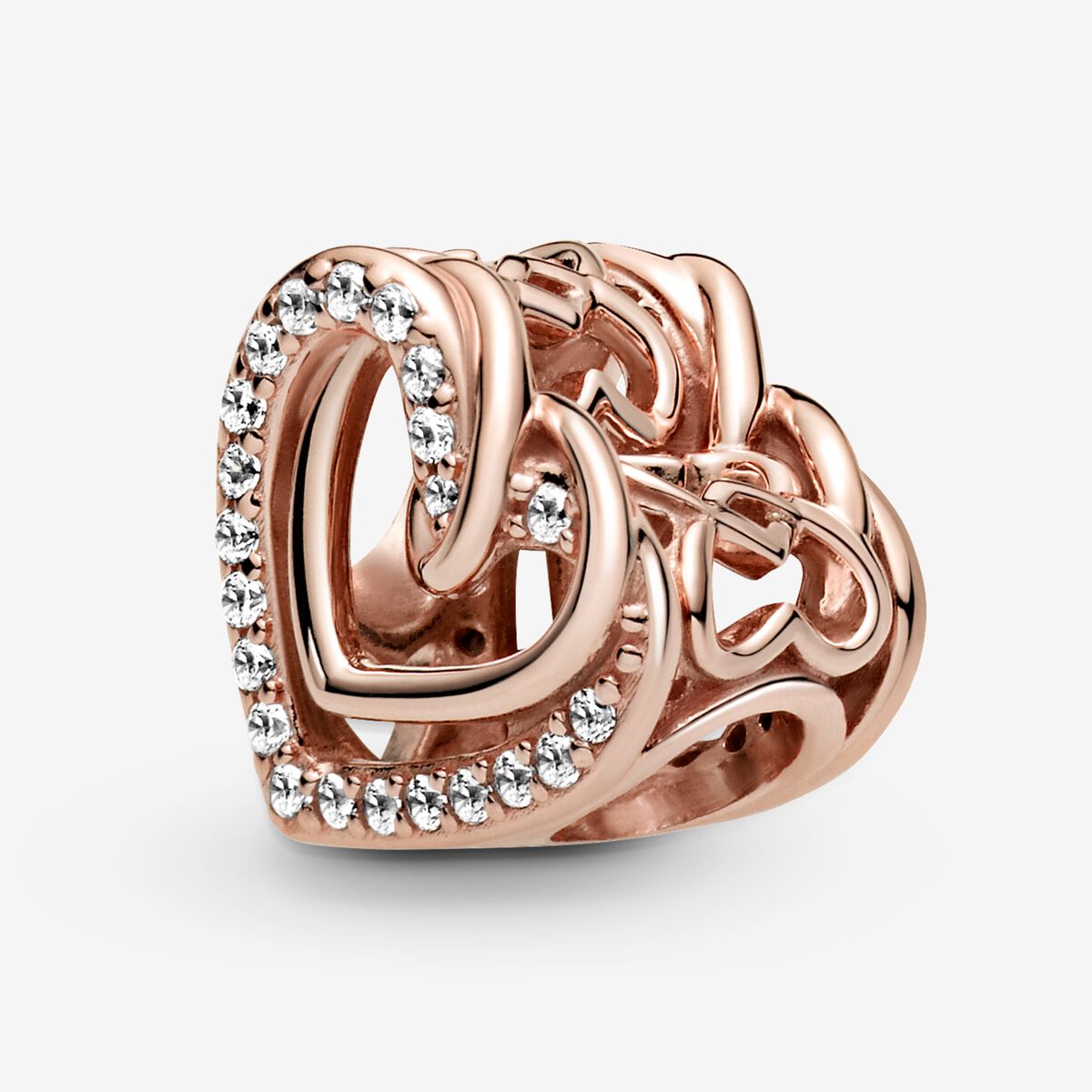 Charm de corações entrelaçados cintilantes