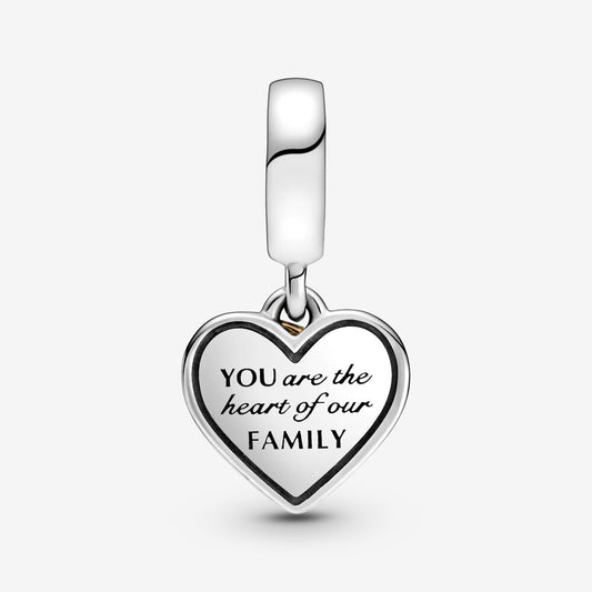 Charm Pendente Coracao Com Arvore Da Familia Em Dois Tons
