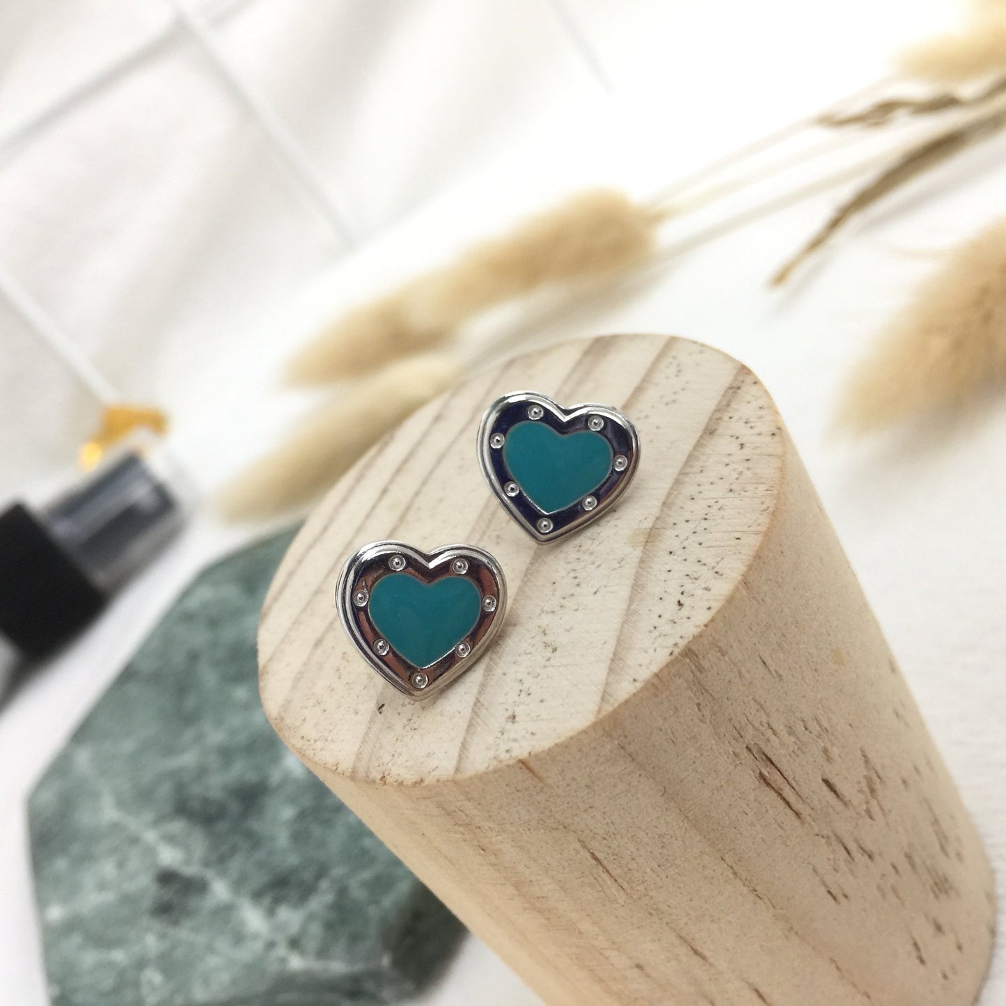 Brincos Love Blue Heart
