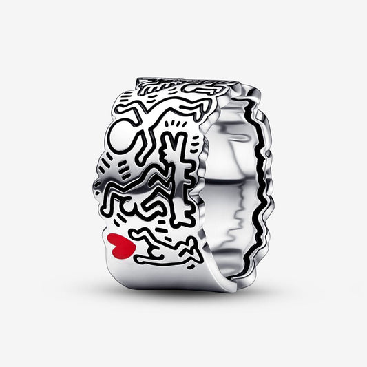 Anel Arte de Linha de Amor e Pessoas