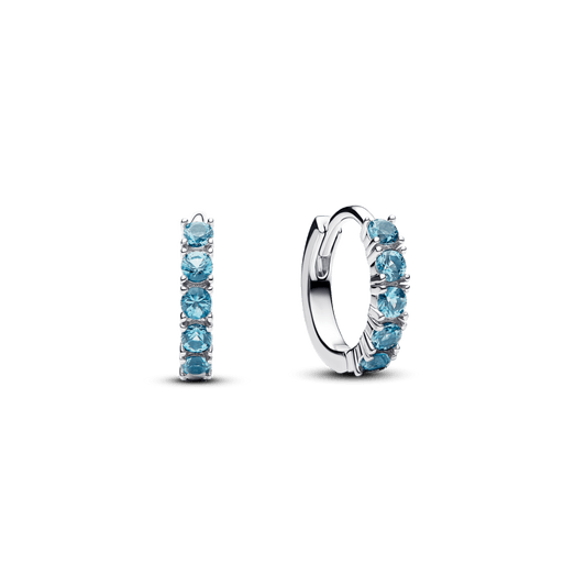 Brinco Argola Prata Media Com Cristal Azul
