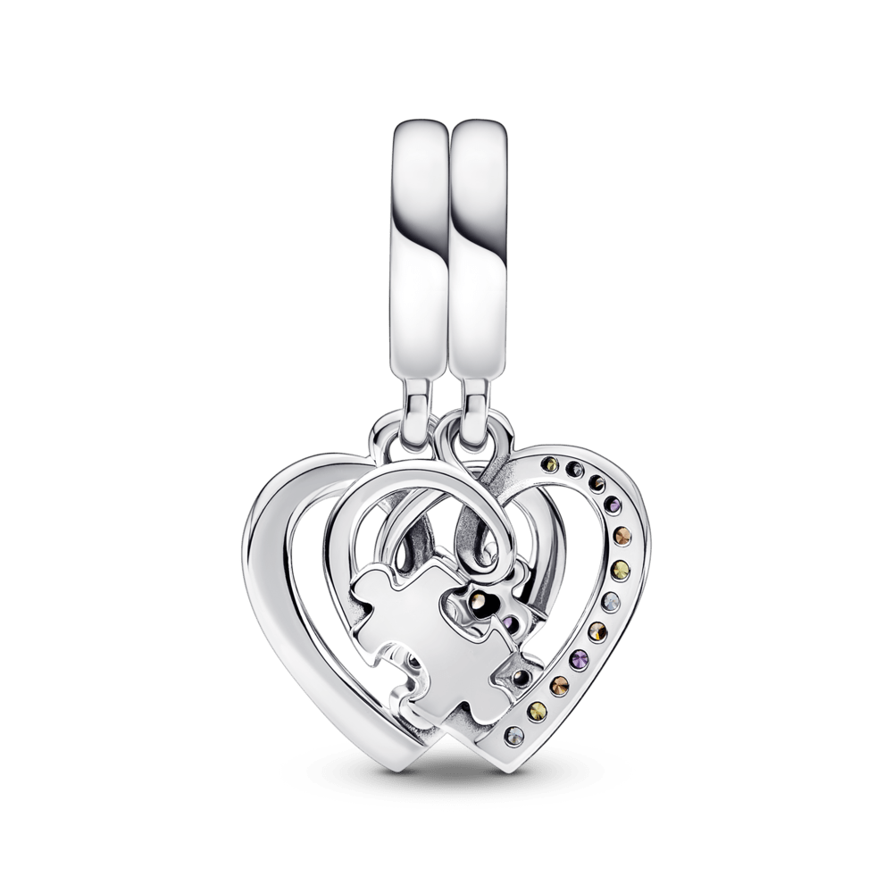 Charm Amizade Dois Coracoes em Quebra Cabeca