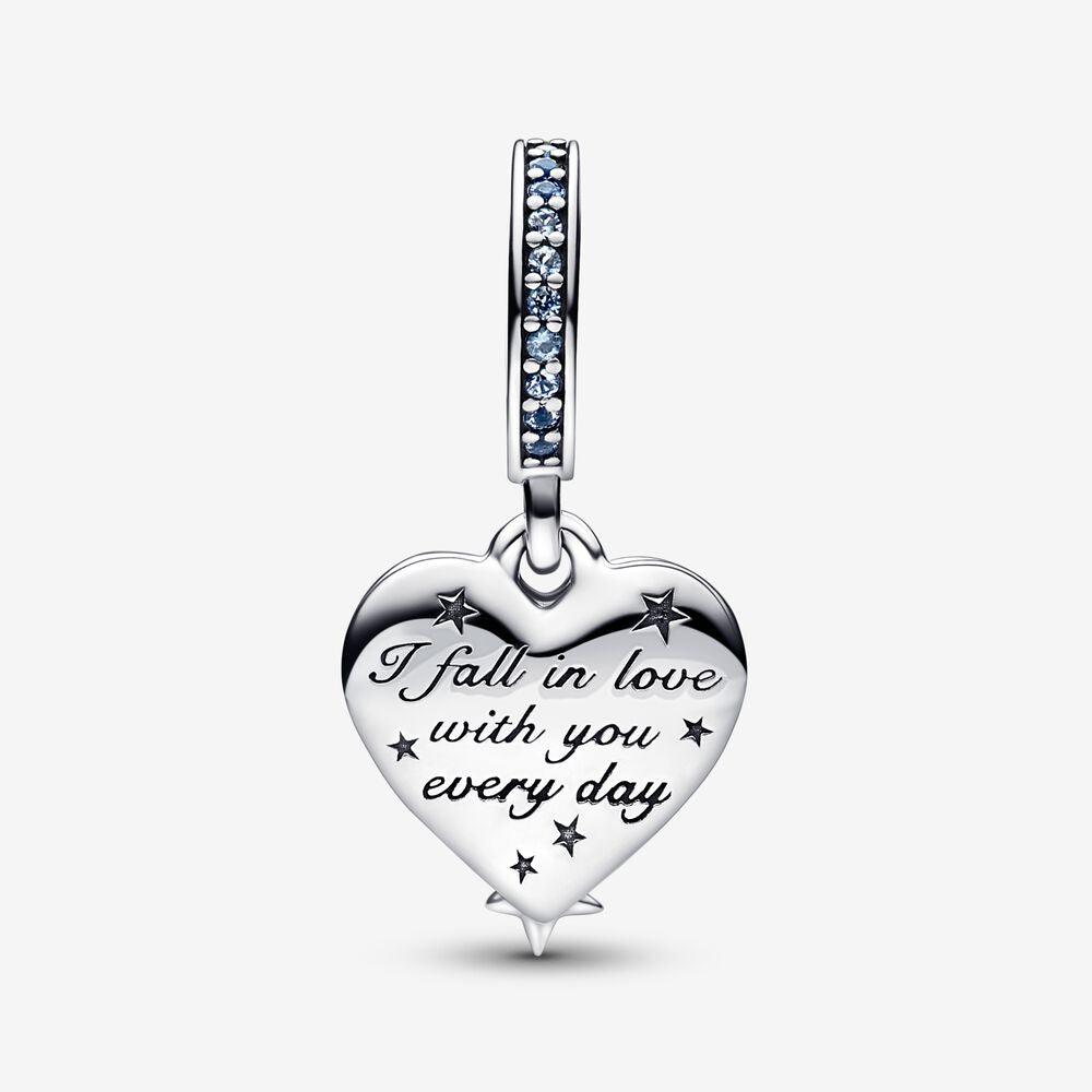 Charm Duplo Coração Estrela Cadente Celestial