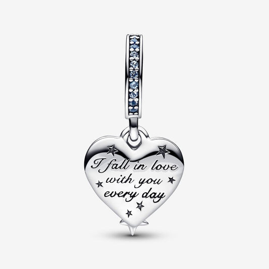 Charm Duplo Coração Estrela Cadente Celestial