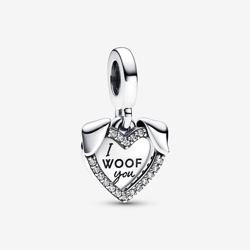Charm Duplo Coração e Cão