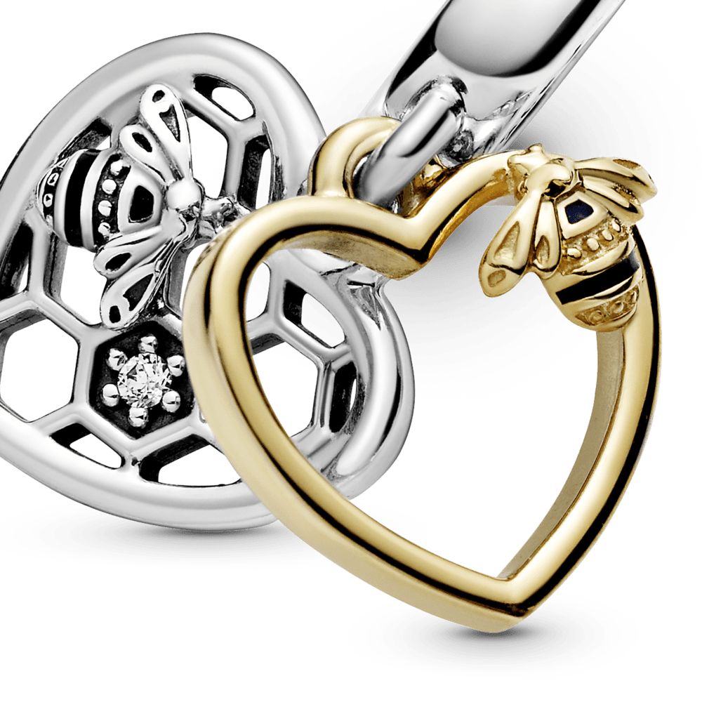 Charm Pendente Abelhas e Coração