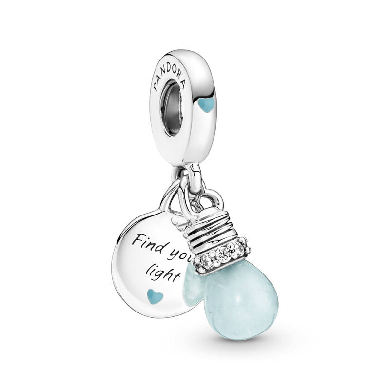 Charm Pendente Duplo Lampada Que Brilha No Escuro