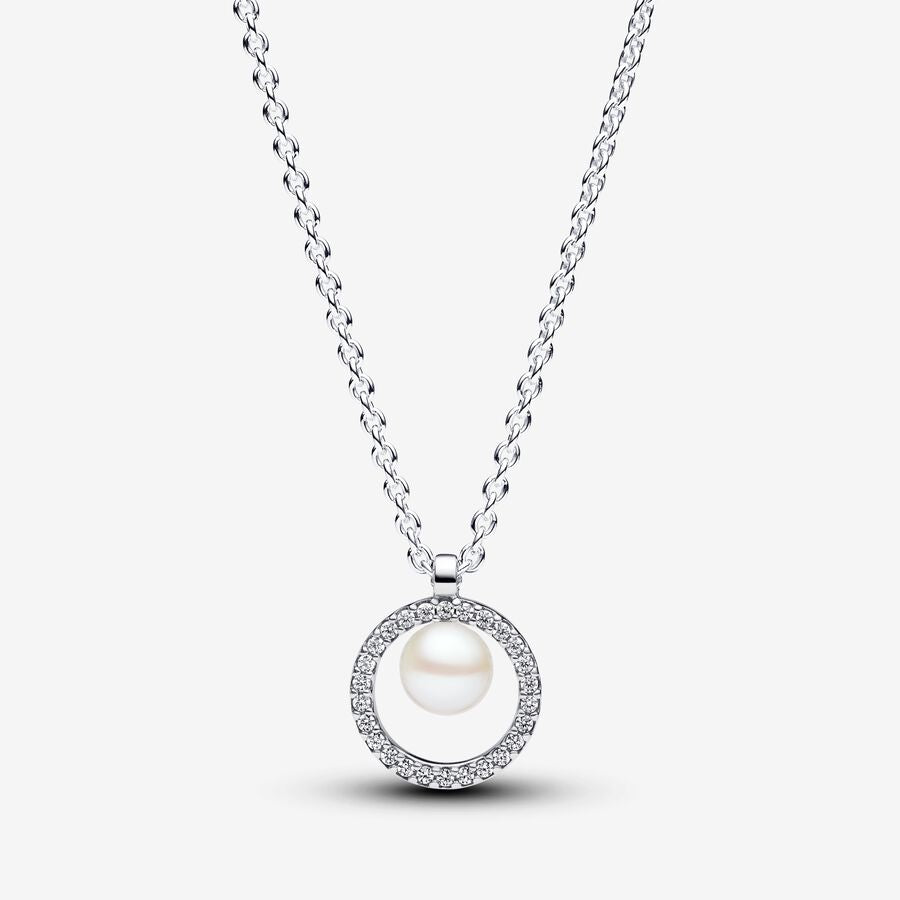 Colar Circulo Pave e Perola