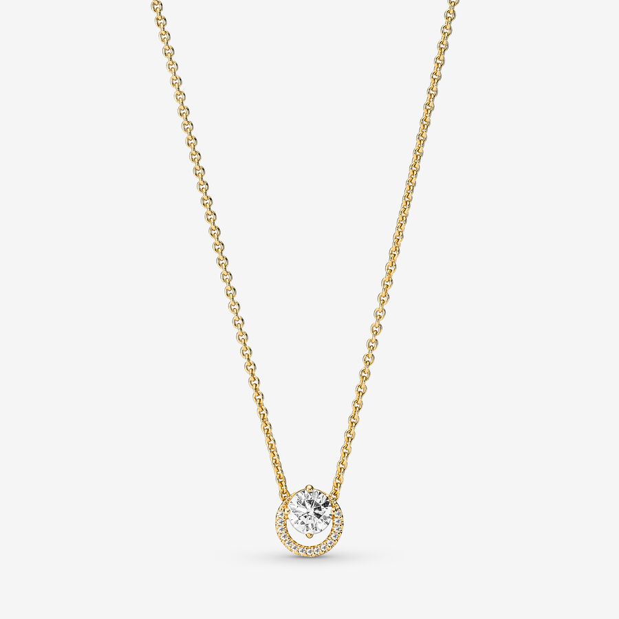 Colar Collier com Pingente Halo Redondo Cintilante
