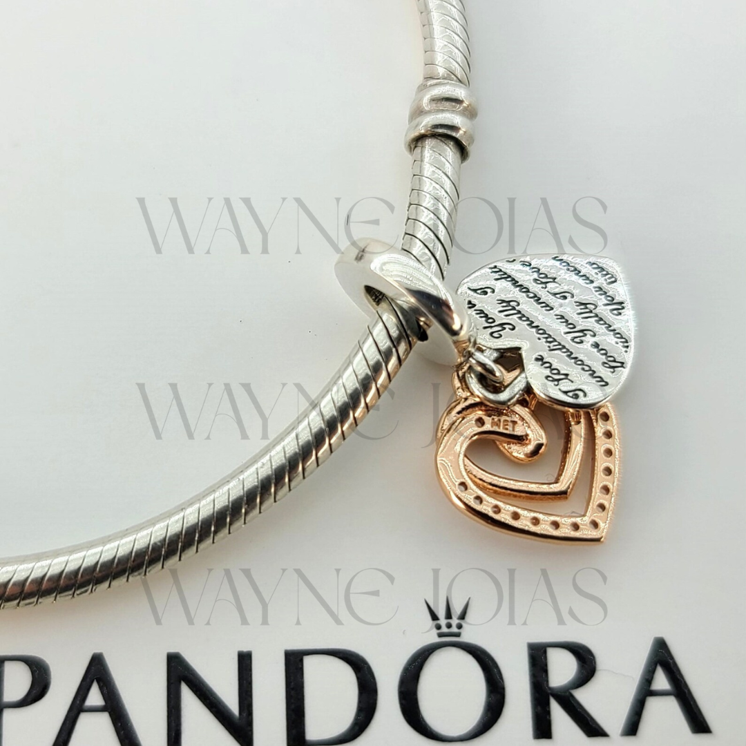 Charm Pendente Duplo Corações Entrelaçados