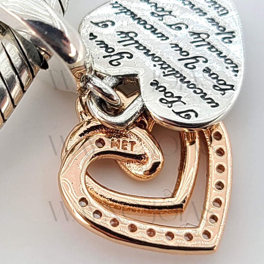 Charm Pendente Duplo Corações Entrelaçados