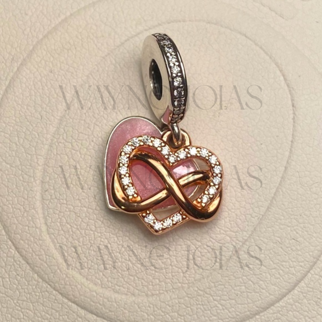Charm Pendente Coração Infinito Cintilante