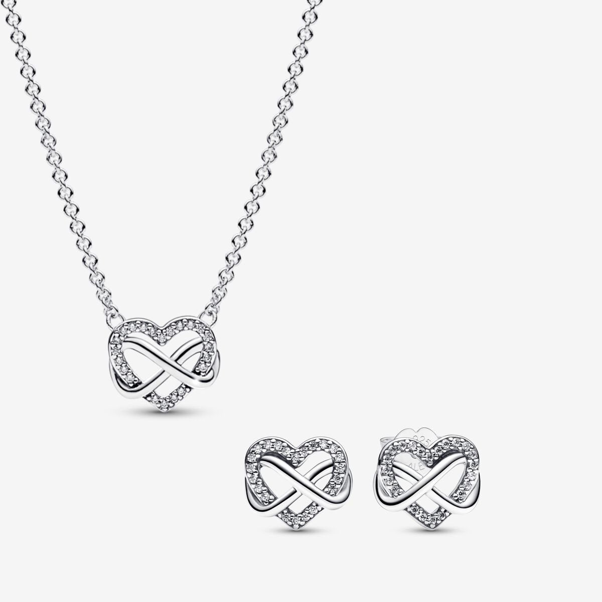 Conjunto de Colar Coração Infinito Brilhante