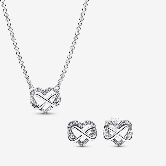Conjunto de Colar Coração Infinito Brilhante