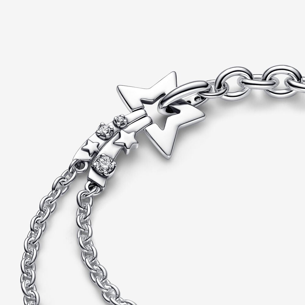 Pulseira de Corrente Dupla Estrela Cadente