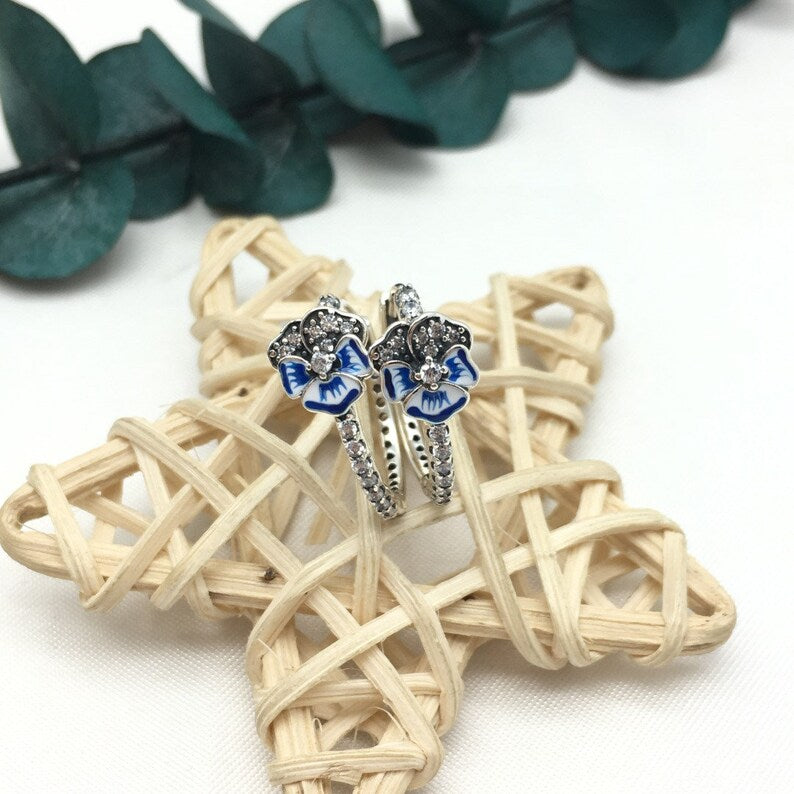 Brincos De Argola Amor-Perfeito Azul