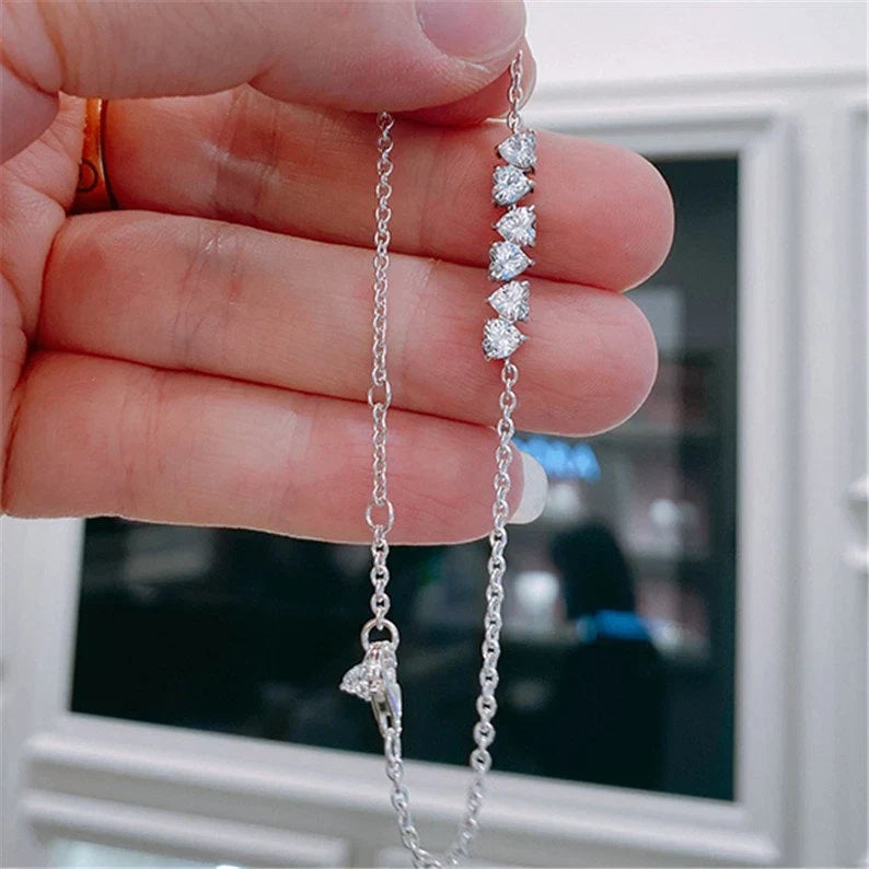 Pulseira de Corrente de Corações Infinitos Cintilantes