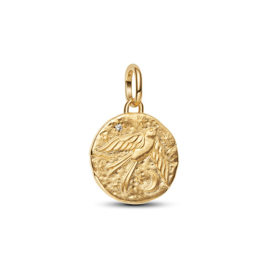 Charm Medalhão Andorinha Dourado