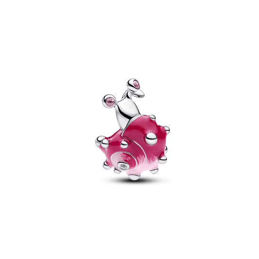 Charm Prata Caracol Rosa