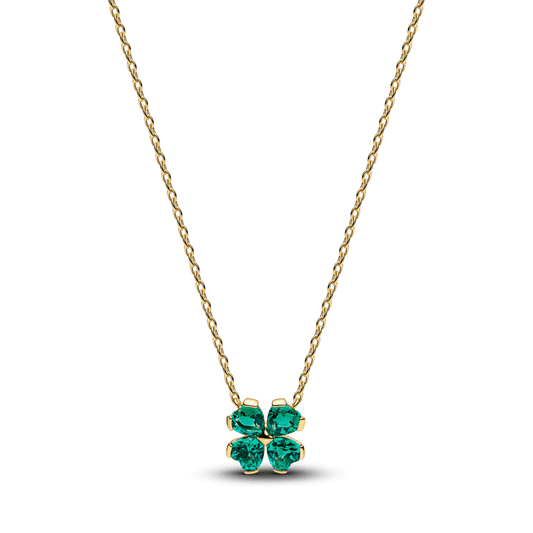 Colar Ouro Pingente Trevo De 4 Folhas Brilhante