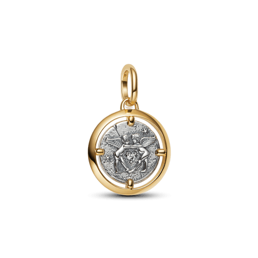 Charm Medalhão Anjos Dois Tons