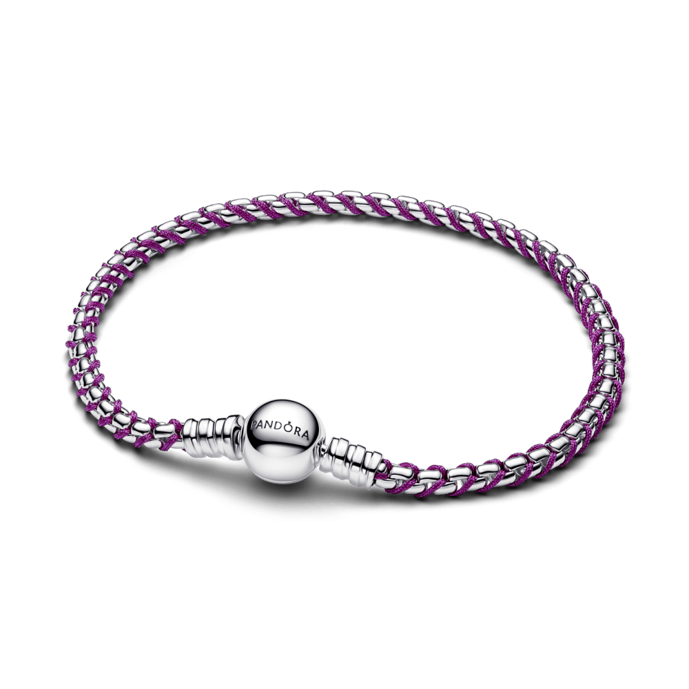 Bracelete Maleavel Prata Fecho Redondo E Trancado Roxo