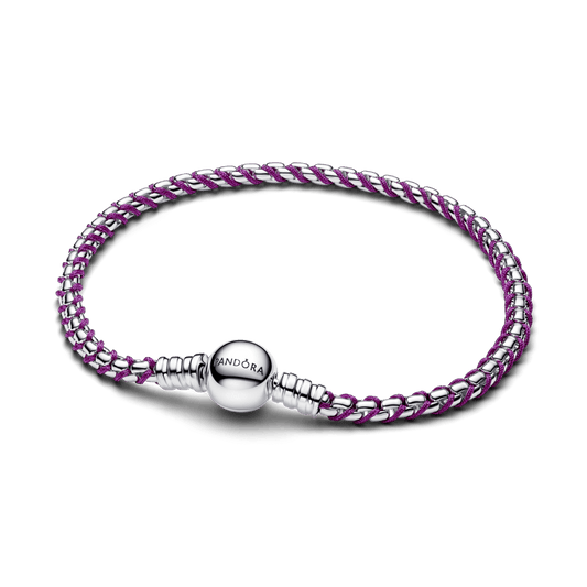 Bracelete Maleavel Prata Fecho Redondo E Trancado Roxo