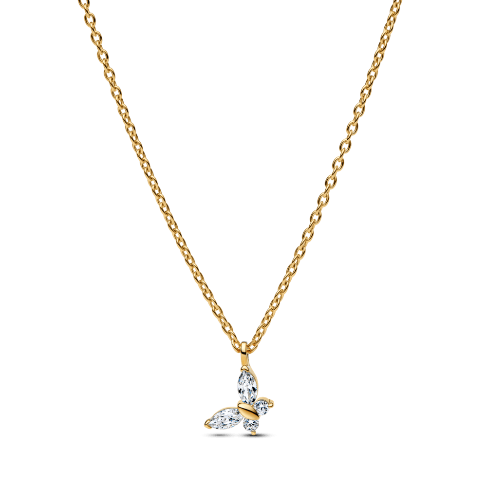 Colar Ouro Pingente Borboleta Brilhante