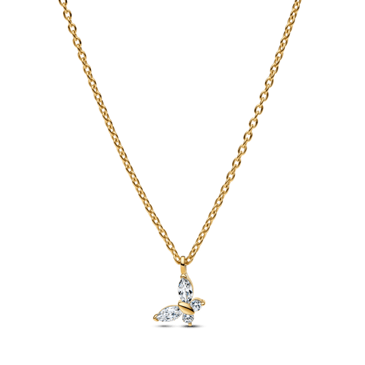 Colar Ouro Pingente Borboleta Brilhante