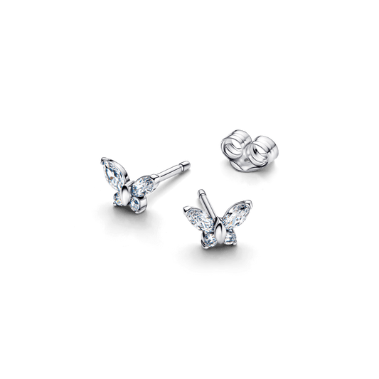 Brinco De Prata Pequena Borboleta Brilhante
