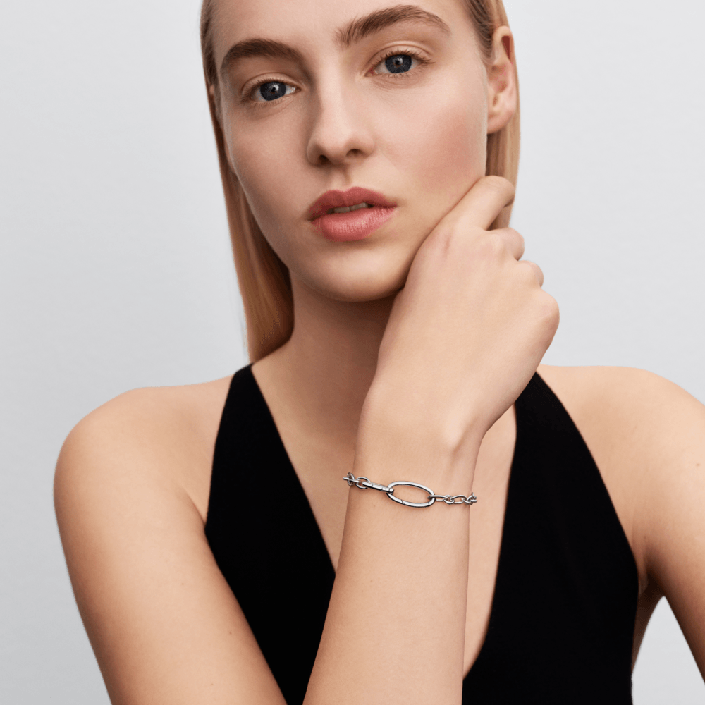 Bracelete De Prata Elos Ovais