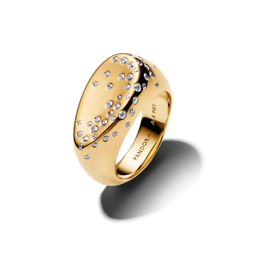 Anel Organico Dourado Brilhante Grande