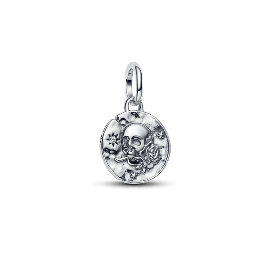 Charm Medalhão Caveira Carpe Diem Prata