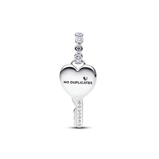 Charm Prata Pendente Chave Do Coração Rosa