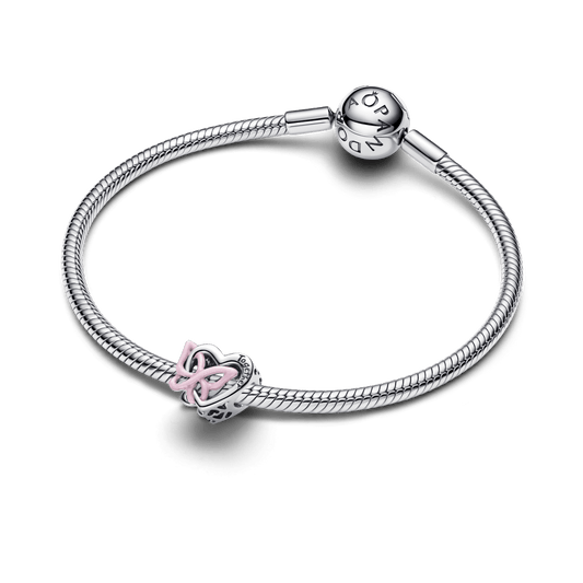 Charm Prata Coração E Borboleta Entrelaçado