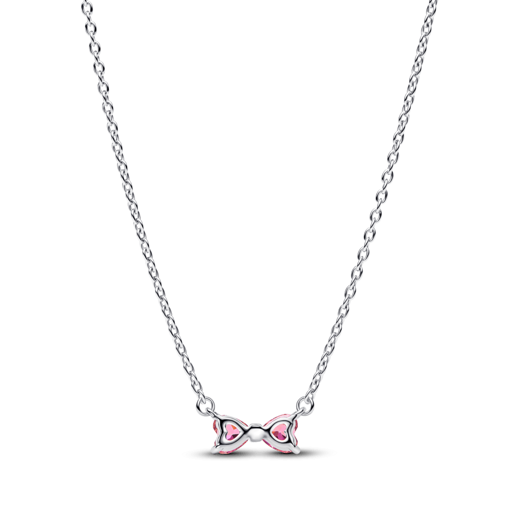 Colar De Prata Pingente Laco Rosa