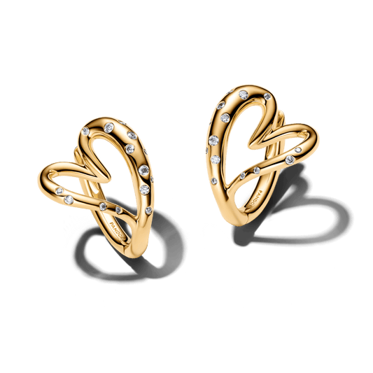 Brinco Argola Coracao Assimetrico Dourado Brilhante