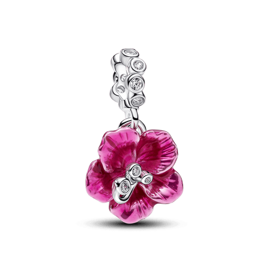 Charm Prata Pendente Flor De Hibisco