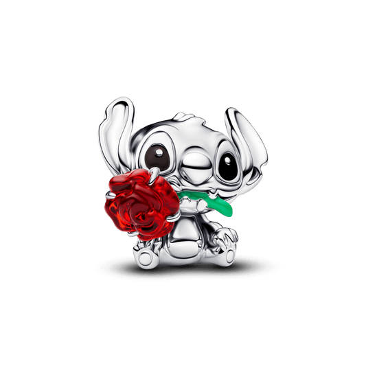 Charm Prata Disney Stitch E Rosa Vermelha