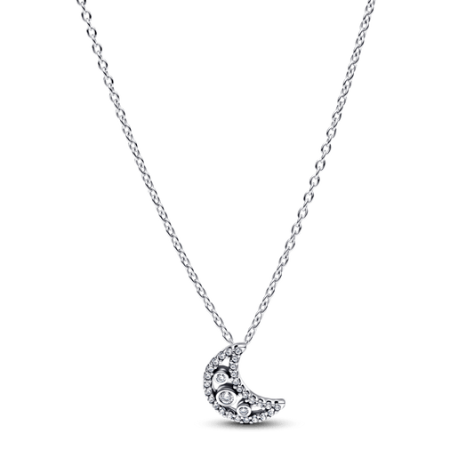 Colar De Prata Pingente Lua Brilhante