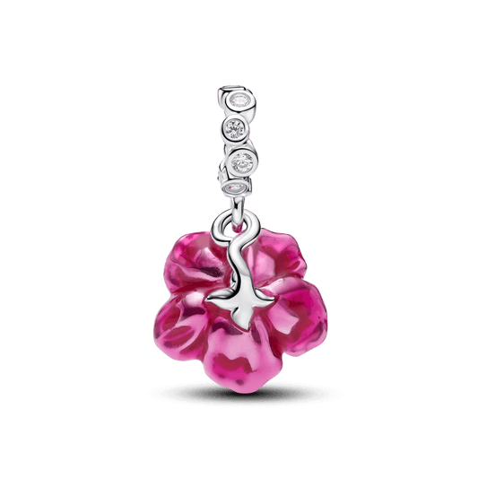 Charm Prata Pendente Flor De Hibisco