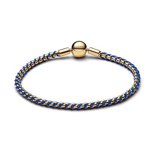 Bracelete Maleavel Dourado Fecho Redondo E Trancado Azul