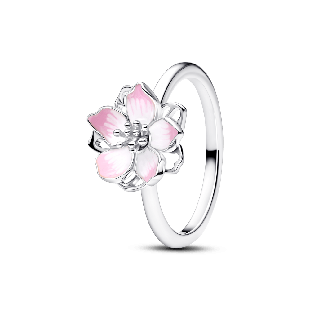 Anel De Prata Flor De Cerejeira