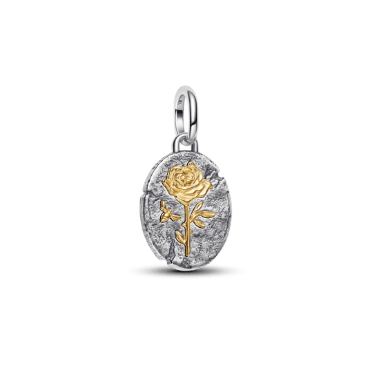 Charm Medalhão Rosa Dois Tons